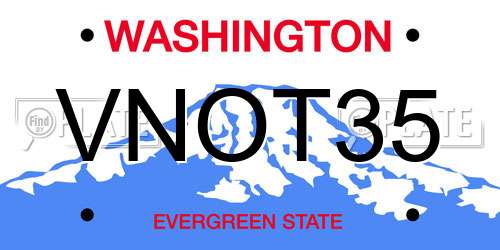 VNOT35 Washington License Plate