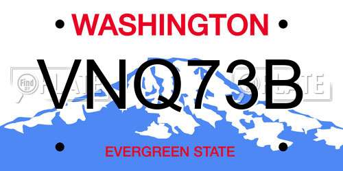 VNQ73B Washington License Plate