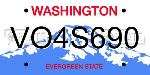 VO4S690 Washington License Plate