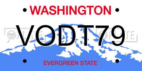 VODT79 Washington License Plate