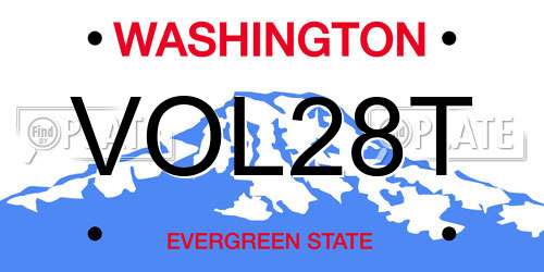 VOL28T Washington License Plate