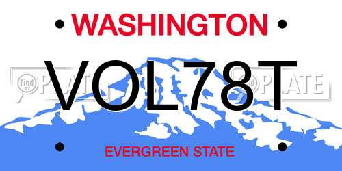 VOL78T Washington License Plate