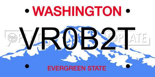 VR0B2T Washington License Plate
