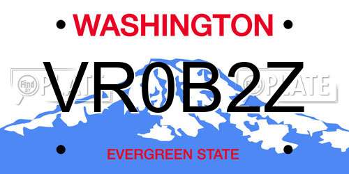 VR0B2Z Washington License Plate
