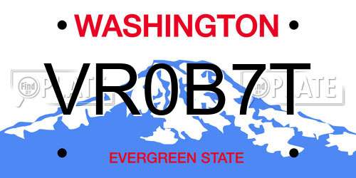 VR0B7T Washington License Plate