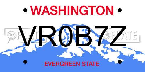 VR0B7Z Washington License Plate