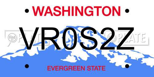 VR0S2Z Washington License Plate