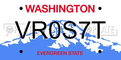 VR0S7T Washington License Plate