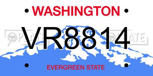 VR8814 Washington License Plate