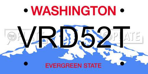 VRD52T Washington License Plate