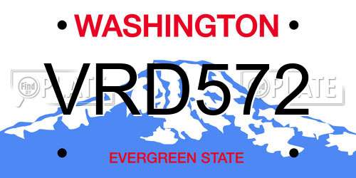 VRD572 Washington License Plate