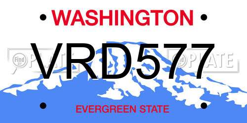 VRD577 Washington License Plate