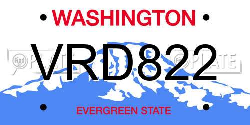 VRD822 Washington License Plate
