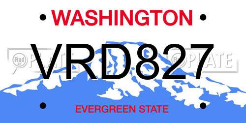 VRD827 Washington License Plate