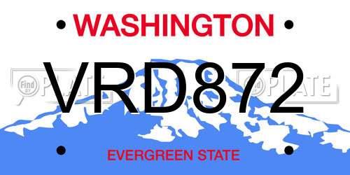 VRD872 Washington License Plate