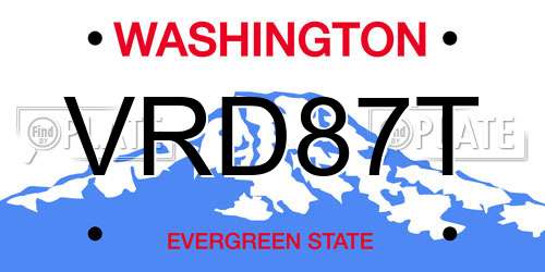 VRD87T Washington License Plate