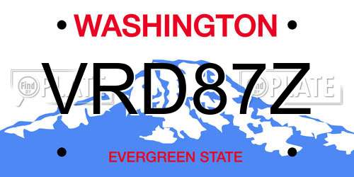 VRD87Z Washington License Plate