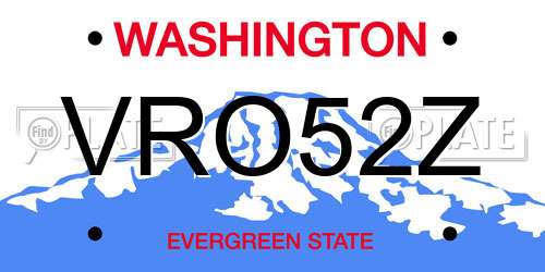 VRO52Z Washington License Plate