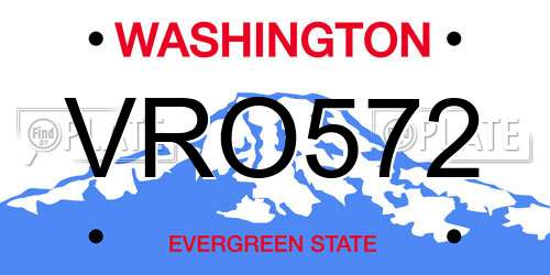 VRO572 Washington License Plate