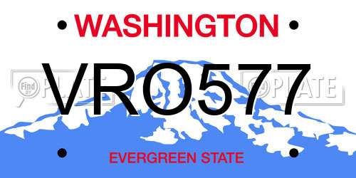 VRO577 Washington License Plate