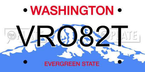VRO82T Washington License Plate
