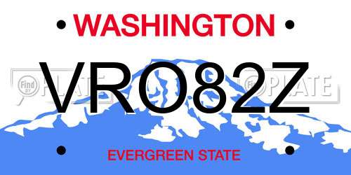 VRO82Z Washington License Plate