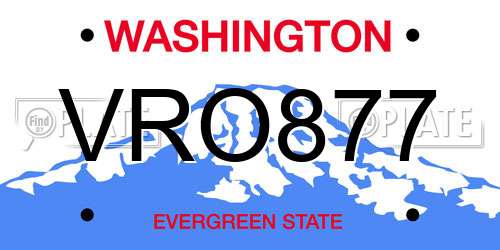 VRO877 Washington License Plate