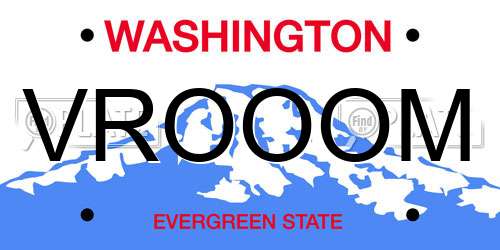 VROOOM Washington License Plate