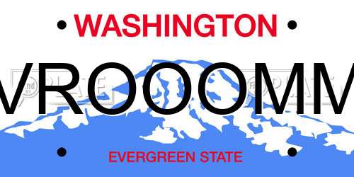 VROOOMM Washington License Plate