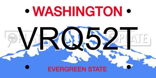 VRQ52T Washington License Plate