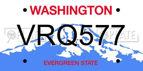 VRQ577 Washington License Plate
