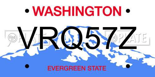 VRQ57Z Washington License Plate