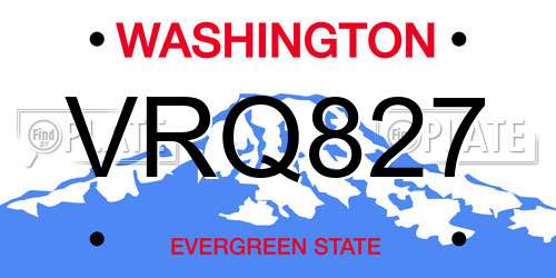 VRQ827 Washington License Plate