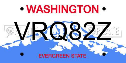 VRQ82Z Washington License Plate
