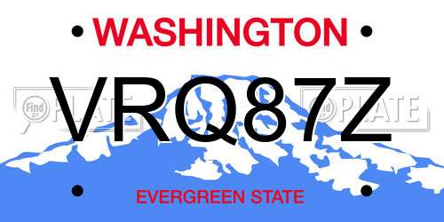 VRQ87Z Washington License Plate