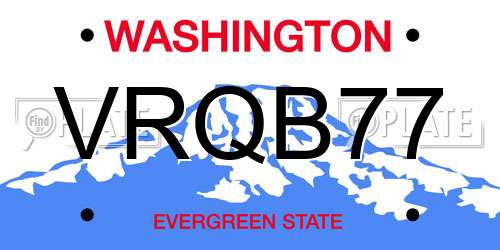 VRQB77 Washington License Plate