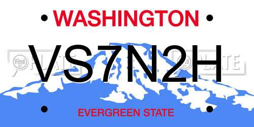 VS7N2H Washington License Plate