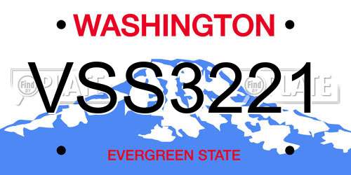 VSS3221 Washington License Plate