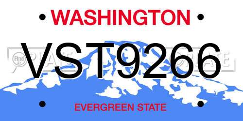 VST9266 Washington License Plate