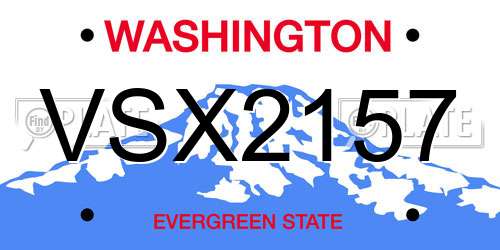 VSX2157 Washington License Plate