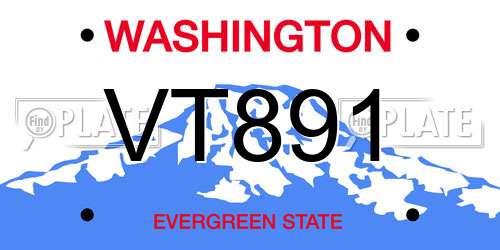 VT891 Washington License Plate