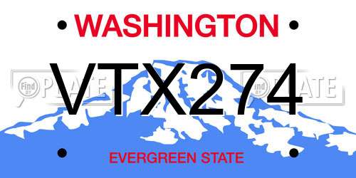 VTX274 Washington License Plate