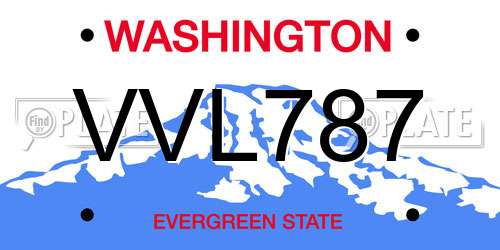VVL787 Washington License Plate