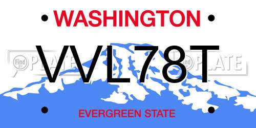 VVL78T Washington License Plate