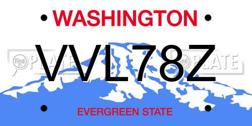 VVL78Z Washington License Plate