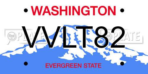VVLT82 Washington License Plate