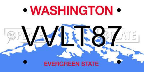 VVLT87 Washington License Plate