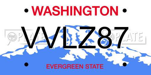 VVLZ87 Washington License Plate