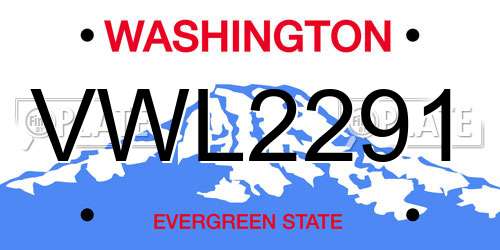 VWL2291 Washington License Plate