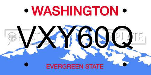 VXY60Q Washington License Plate